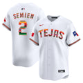 Men's Texas Rangers Mexico Vapor Premier Limited Jersey V2 - All Stitched - White, Marcus Semien