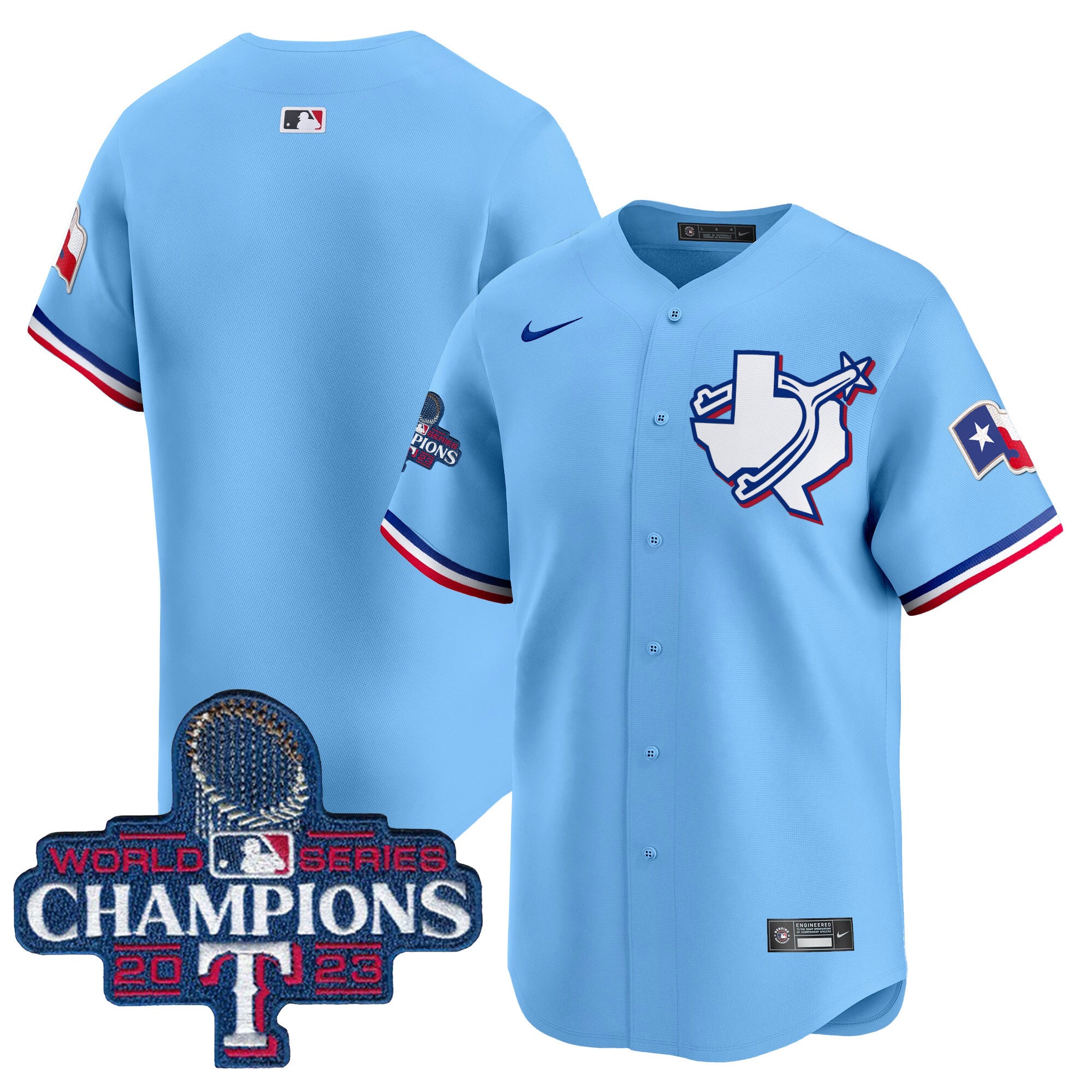 Men's Texas Rangers World Series Champions Vapor Premier Limited Jersey V3 - All Stitched - Blue, Team