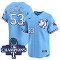 Men's Texas Rangers World Series Champions Vapor Premier Limited Jersey V3 - All Stitched - Blue, Adolis Garcia