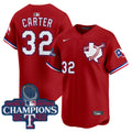Men's Texas Rangers World Series Champions Vapor Premier Limited Jersey V3 - All Stitched - Red, Evan Carter