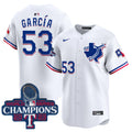 Men's Texas Rangers World Series Champions Vapor Premier Limited Jersey V3 - All Stitched - White, Adolis Garcia