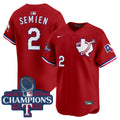 Men's Texas Rangers World Series Champions Vapor Premier Limited Jersey V3 - All Stitched - Red, Marcus Semien