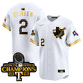Men's Texas Rangers World Series Champions Vapor Premier Limited Jersey V3 - All Stitched - White Gold, Marcus Semien