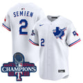 Men's Texas Rangers World Series Champions Vapor Premier Limited Jersey V3 - All Stitched - White, Marcus Semien