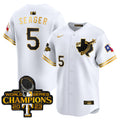 Men's Texas Rangers World Series Champions Vapor Premier Limited Jersey V3 - All Stitched - White Gold, Corey Seager