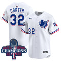 Men's Texas Rangers World Series Champions Vapor Premier Limited Jersey V3 - All Stitched - White, Evan Carter