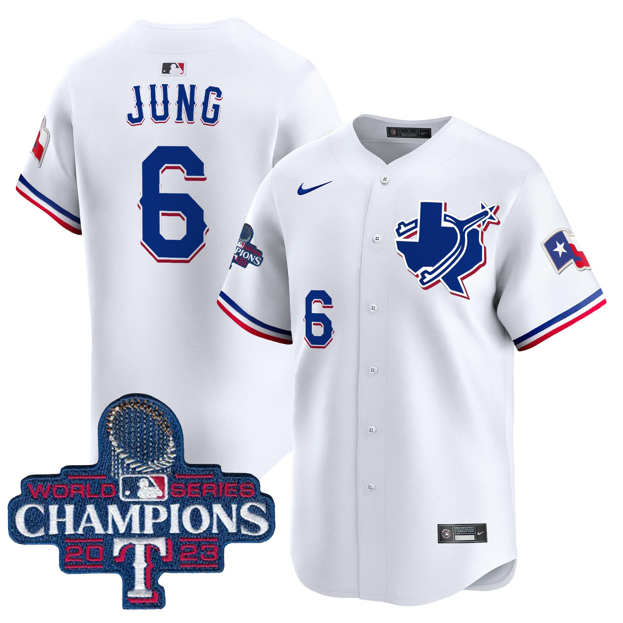 Men's Texas Rangers World Series Champions Vapor Premier Limited Jersey V3 - All Stitched - White, Josh Jung