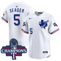 Men's Texas Rangers World Series Champions Vapor Premier Limited Jersey V3 - All Stitched - White, Corey Seager