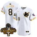 Men's Texas Rangers World Series Champions Vapor Premier Limited Jersey V3 - All Stitched - White Gold, Josh Smith