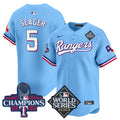 Men's Texas Rangers World Series Champions Vapor Premier Limited Jersey V4 - All Stitched - Blue, Corey Seager