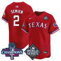 Men's Texas Rangers World Series Champions Vapor Premier Limited Jersey V4 - All Stitched - Red, Marcus Semien
