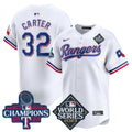 Men's Texas Rangers World Series Champions Vapor Premier Limited Jersey V4 - All Stitched - White, Evan Carter