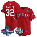 Men's Texas Rangers World Series Champions Vapor Premier Limited Jersey V4 - All Stitched - Red, Evan Carter
