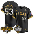 Men's Texas Rangers World Series Champions Vapor Premier Limited Jersey V4 - All Stitched - Black Gold, Adolis Garcia