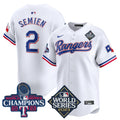 Men's Texas Rangers World Series Champions Vapor Premier Limited Jersey V4 - All Stitched - White, Marcus Semien