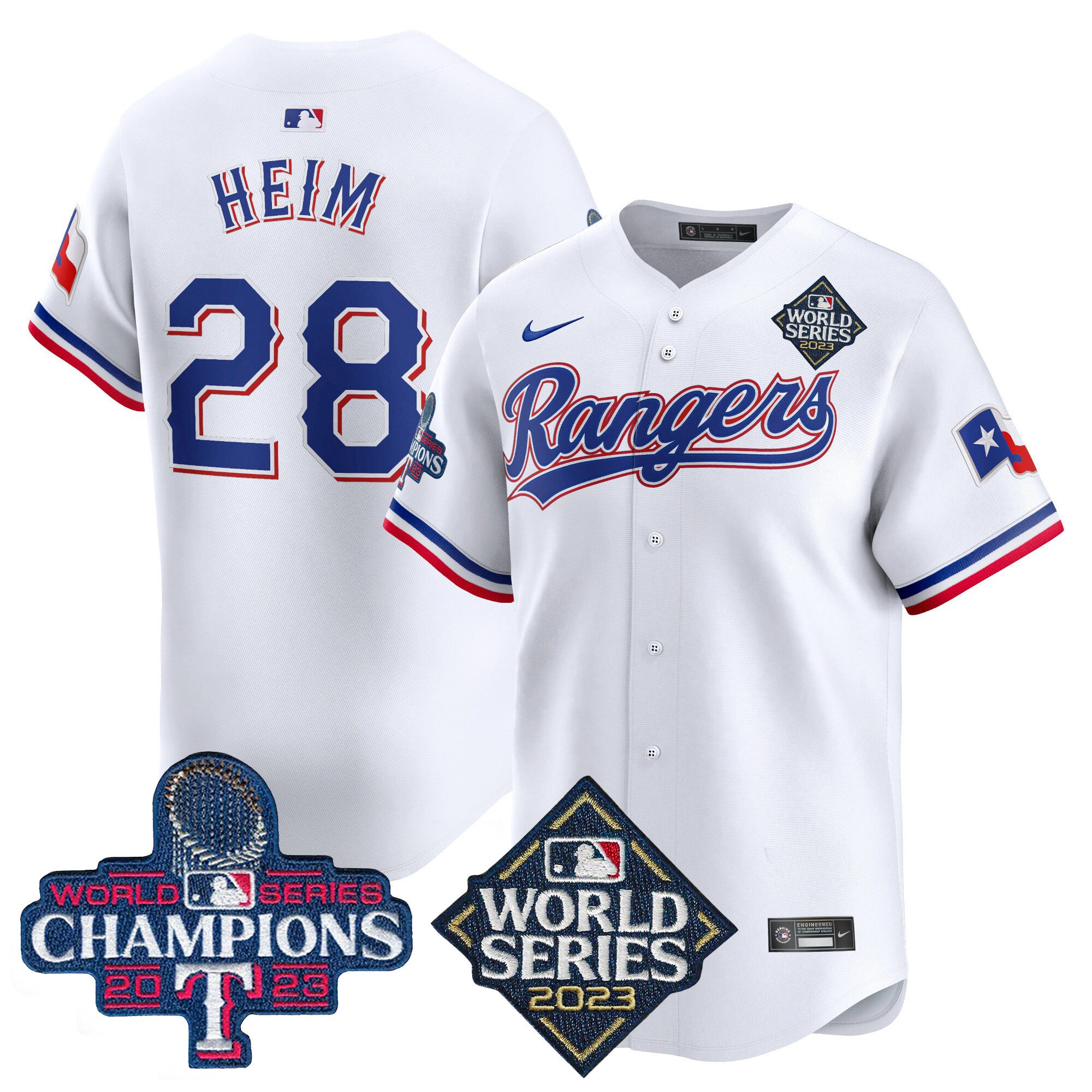 Men's Texas Rangers World Series Champions Vapor Premier Limited Jersey V4 - All Stitched - White, Jonah Heim