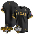 Men's Texas Rangers World Series Champions Vapor Premier Limited Jersey V4 - All Stitched - Black Gold, Team