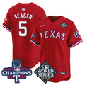 Men's Texas Rangers World Series Champions Vapor Premier Limited Jersey V4 - All Stitched - Red, Corey Seager