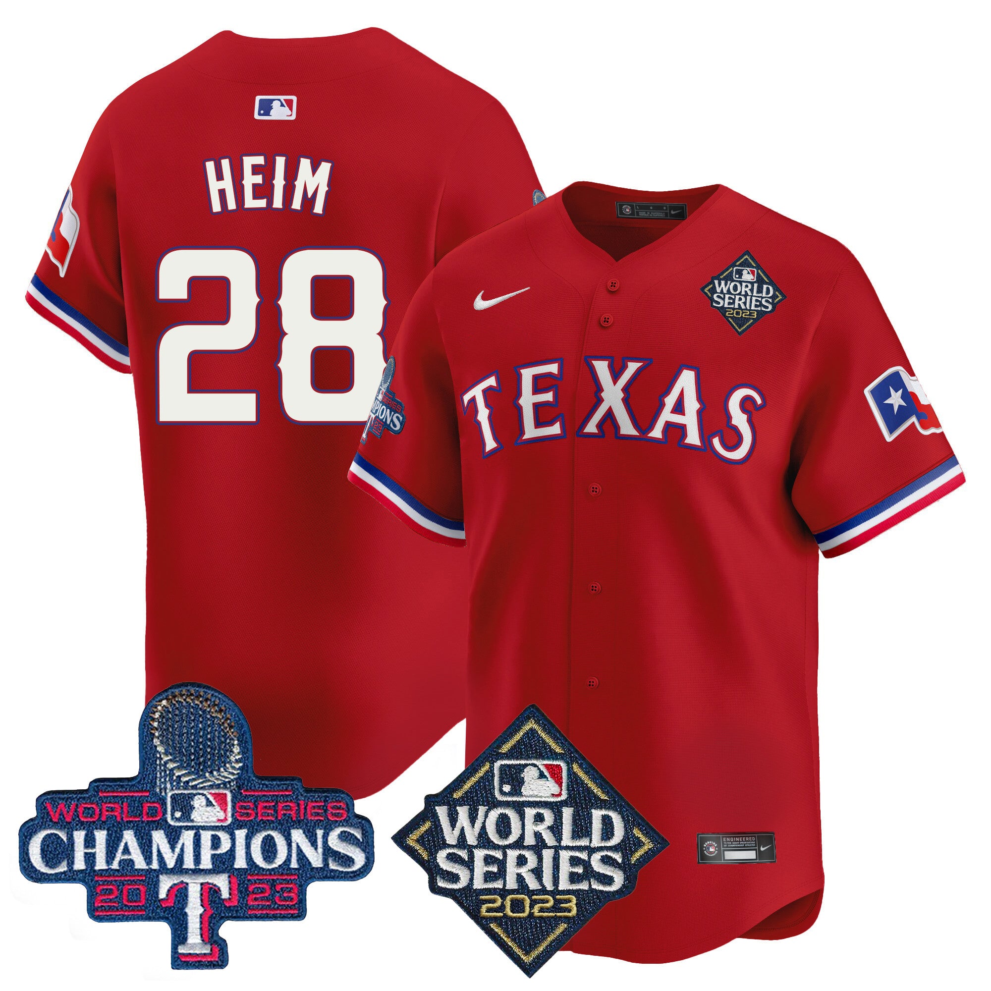 Men's Texas Rangers World Series Champions Vapor Premier Limited Jersey V4 - All Stitched - Red, Jonah Heim