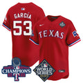 Men's Texas Rangers World Series Champions Vapor Premier Limited Jersey V4 - All Stitched - Red, Adolis Garcia