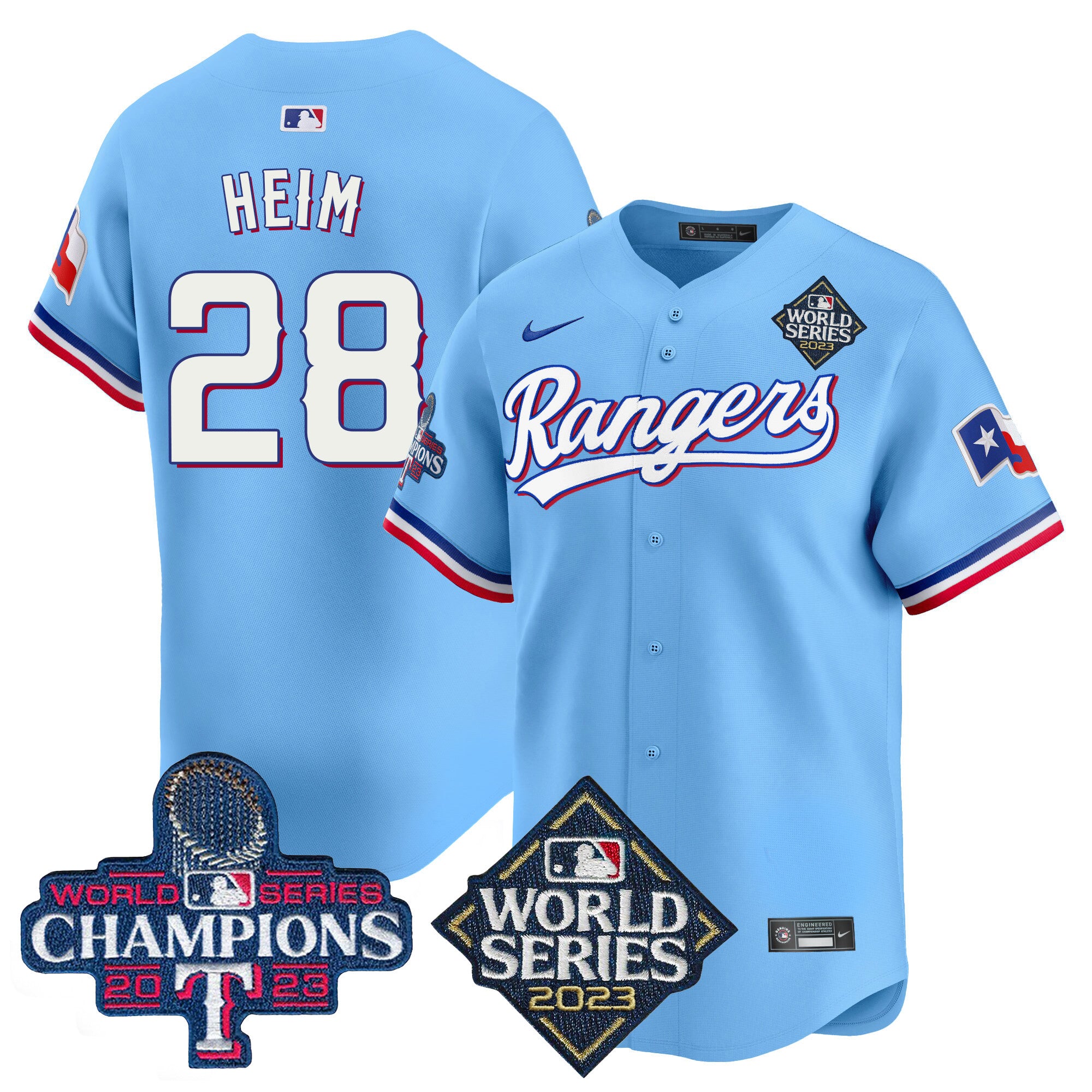 Men's Texas Rangers World Series Champions Vapor Premier Limited Jersey V4 - All Stitched - Blue, Jonah Heim