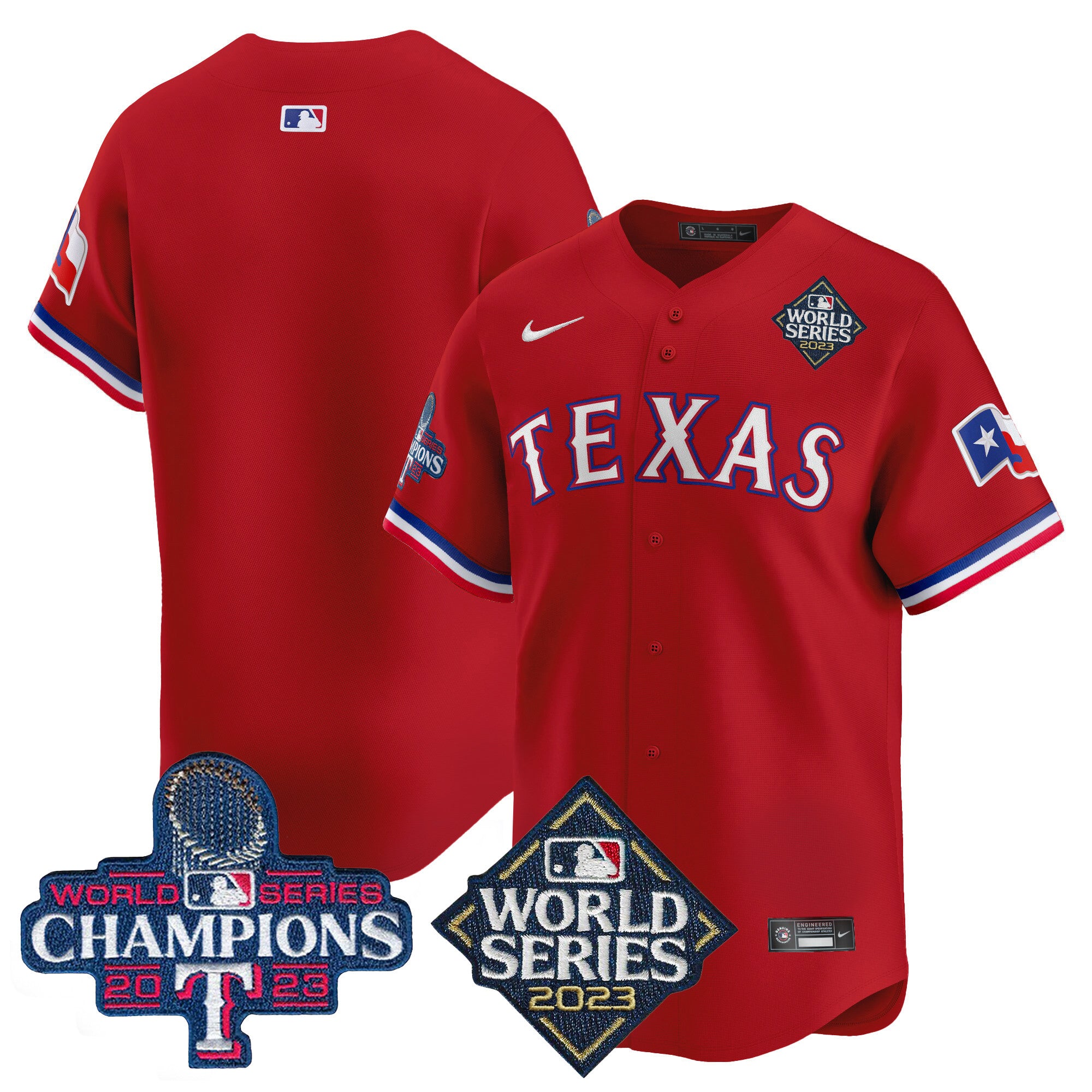 Men's Texas Rangers World Series Champions Vapor Premier Limited Jersey V4 - All Stitched - Red, Team