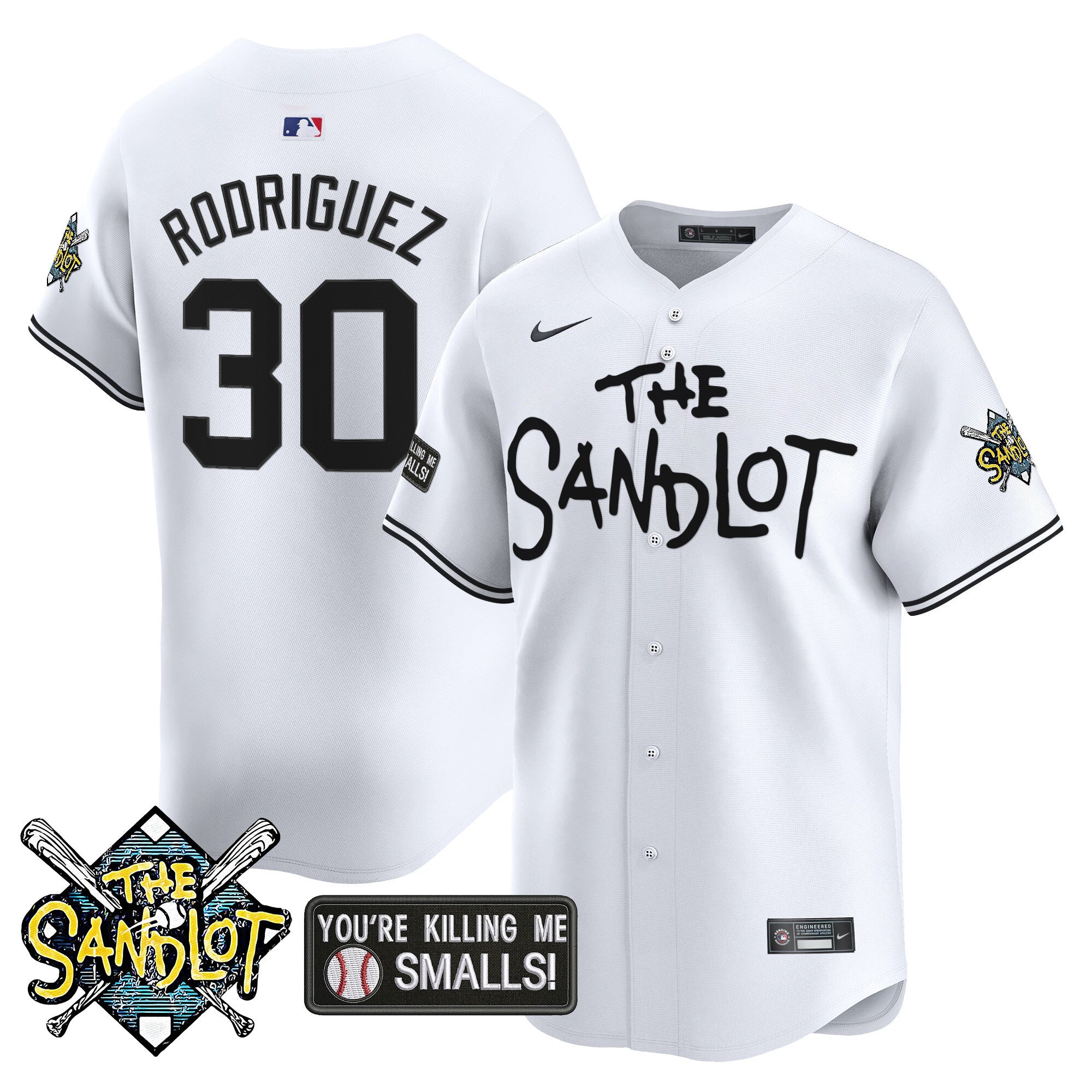 Men's The Sandlot Vapor Premier Limited Jersey - All Stitched - White, Benny Rodriguez
