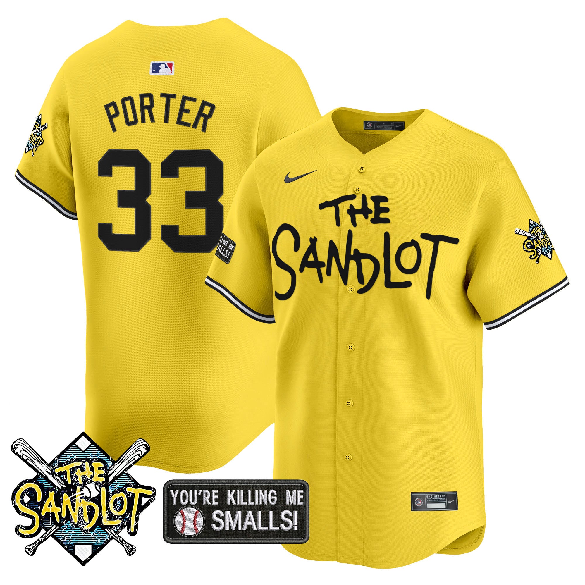 Men's The Sandlot Vapor Premier Limited Jersey - All Stitched - Yellow, Hamilton Porter