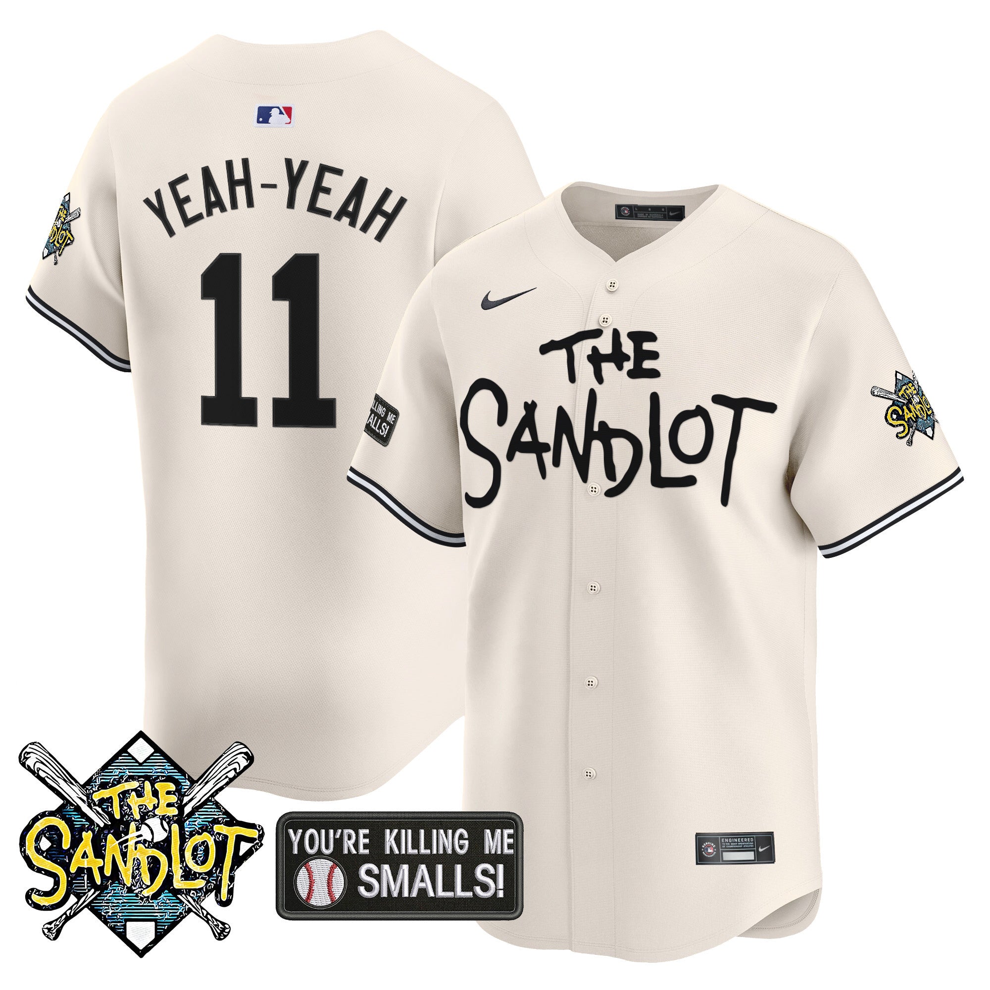 Men's The Sandlot Vapor Premier Limited Jersey - All Stitched - Cream, Alan Yeah-Yeah