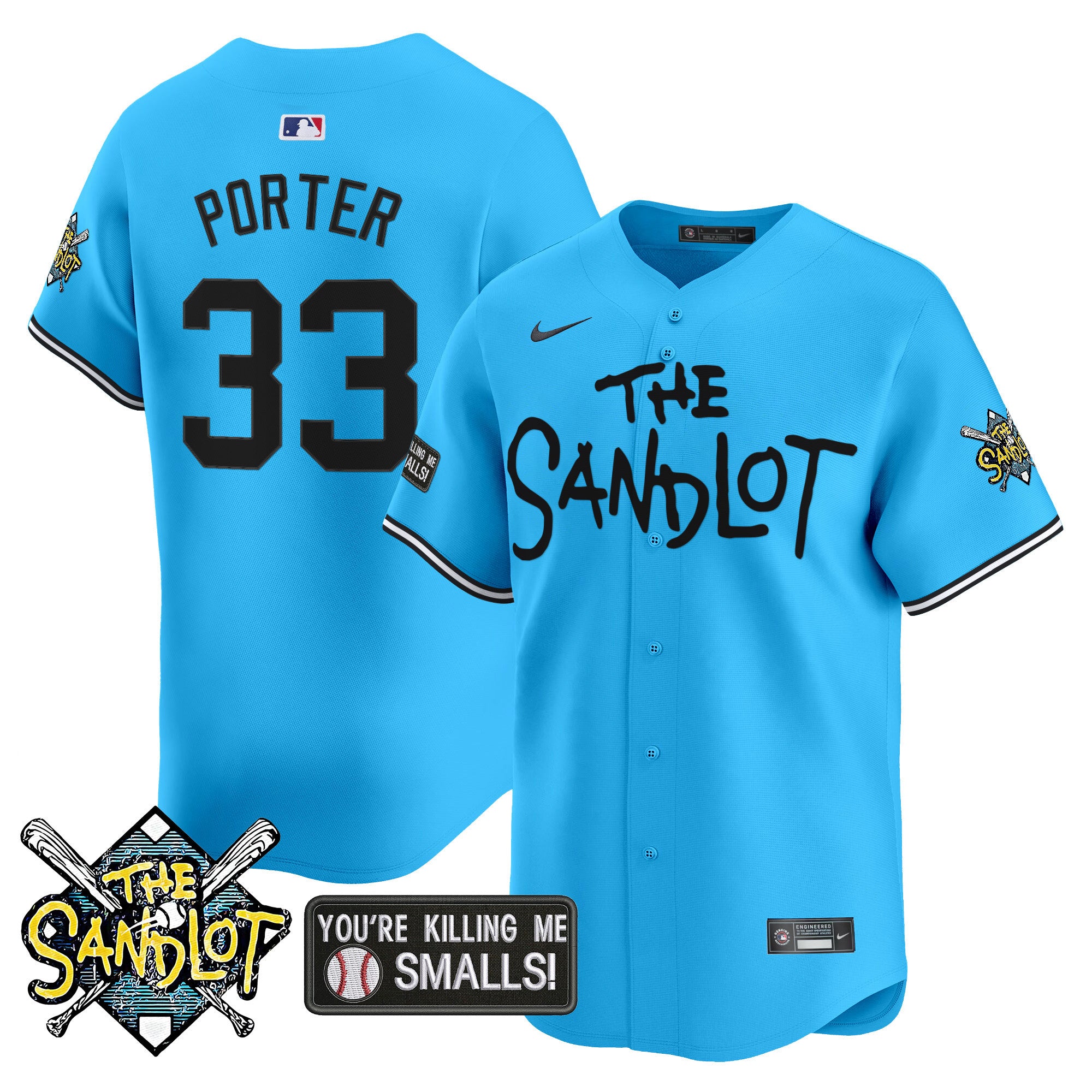 Men's The Sandlot Vapor Premier Limited Jersey - All Stitched - Light Blue, Hamilton Porter
