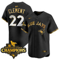 Men's Toronto Blue Jays 2025 American League Champions Vapor Premier Limited Jersey - All Stitched - Black Gold, Ernie Clement