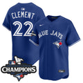 Men's Toronto Blue Jays 2025 American League Champions Vapor Premier Limited Jersey - All Stitched - Royal, Ernie Clement