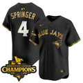 Men's Toronto Blue Jays 2025 American League Champions Vapor Premier Limited Jersey - All Stitched - Black Gold, George Springer