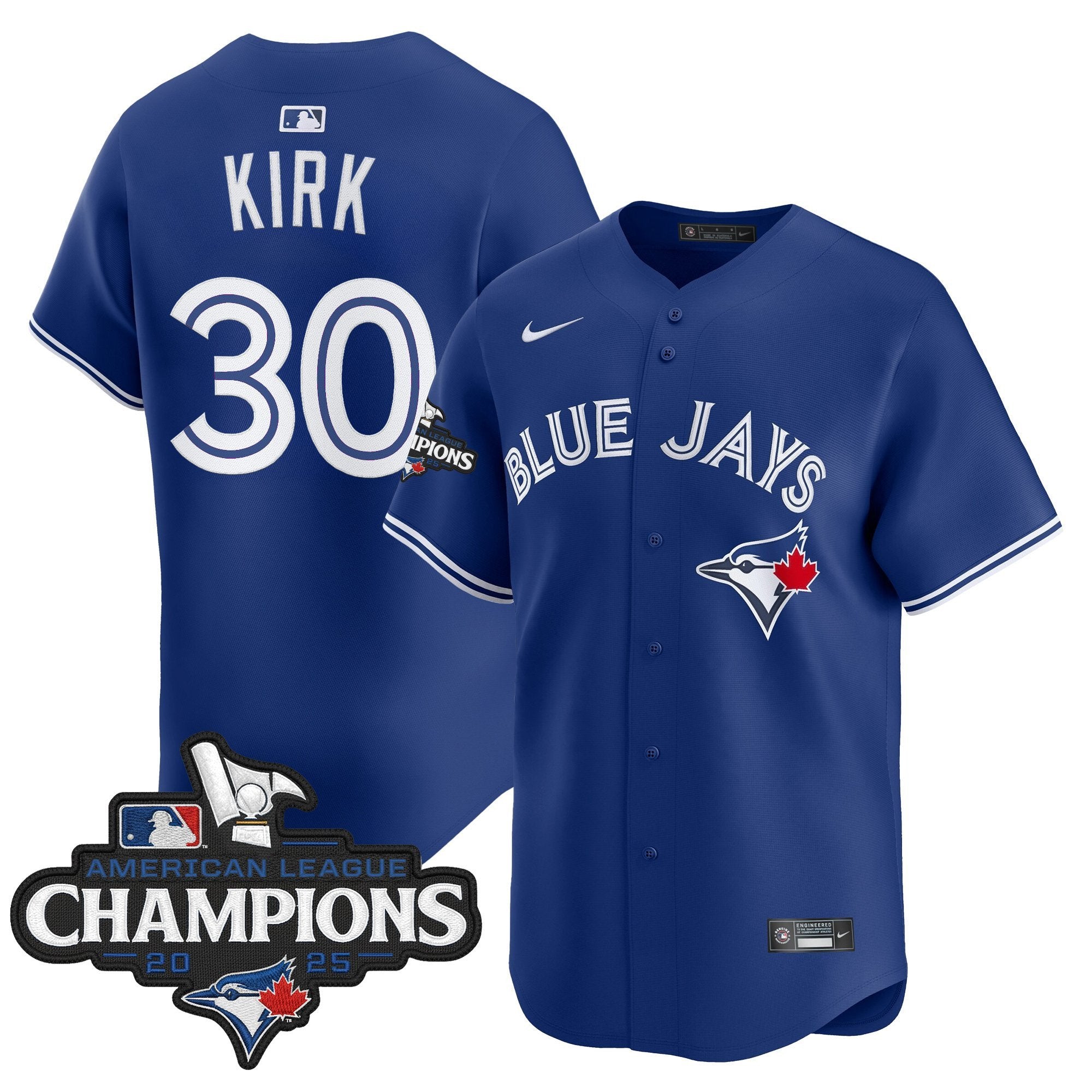 Men's Toronto Blue Jays 2025 American League Champions Vapor Premier Limited Jersey - All Stitched - Royal, Alejandro Kirk
