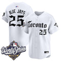 Men's Toronto Blue Jays 2025 World Series Vapor Premier Limited Jersey - Gothic North Edition - All Stitched - White, #25 Blue Jays
