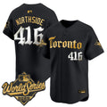 Men's Toronto Blue Jays 2025 World Series Vapor Premier Limited Jersey - Gothic North Edition - All Stitched - Black Gold, NorthSide 416