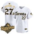 Men's Toronto Blue Jays 2025 World Series Vapor Premier Limited Jersey - Gothic North Edition - All Stitched - White Gold, Vladimir Guerrero Jr.