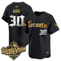 Men's Toronto Blue Jays 2025 World Series Vapor Premier Limited Jersey - Gothic North Edition - All Stitched - Black Gold, Alejandro Kirk
