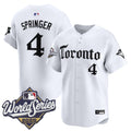 Men's Toronto Blue Jays 2025 World Series Vapor Premier Limited Jersey - Gothic North Edition - All Stitched - White, George Springer
