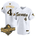 Men's Toronto Blue Jays 2025 World Series Vapor Premier Limited Jersey - Gothic North Edition - All Stitched - White Gold, George Springer