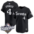 Men's Toronto Blue Jays 2025 World Series Vapor Premier Limited Jersey - Gothic North Edition - All Stitched - Black, George Springer