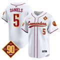 Men's Washington Commanders 90th Anniversary Patch Vapor Premier Limited Jersey - All Stitched - White, Jayden Daniels