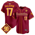 Men's Washington Commanders 90th Anniversary Patch Vapor Premier Limited Jersey - All Stitched - Burgundy, Terry McLaurin