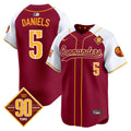 Men's Washington Commanders 90th Anniversary Patch Vapor Premier Limited Jersey - All Stitched - Burgundy Alternate, Jayden Daniels