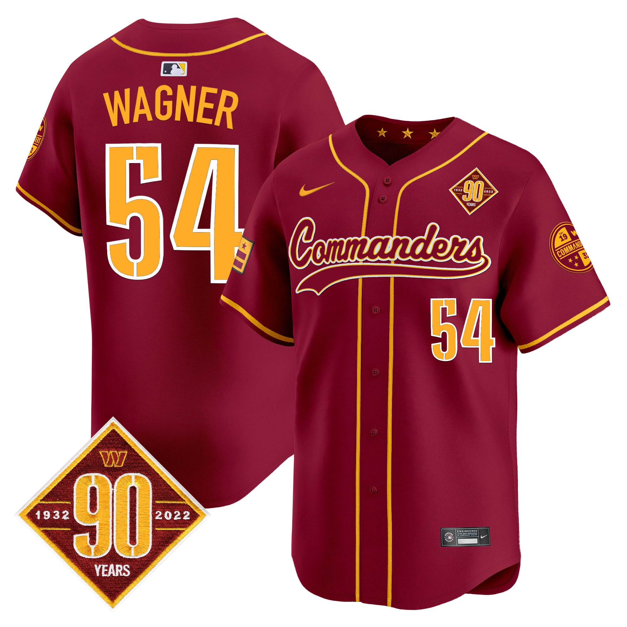 Men's Washington Commanders 90th Anniversary Patch Vapor Premier Limited Jersey - All Stitched - Burgundy, Bobby Wagner