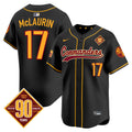 Men's Washington Commanders 90th Anniversary Patch Vapor Premier Limited Jersey - All Stitched - Black, Terry McLaurin