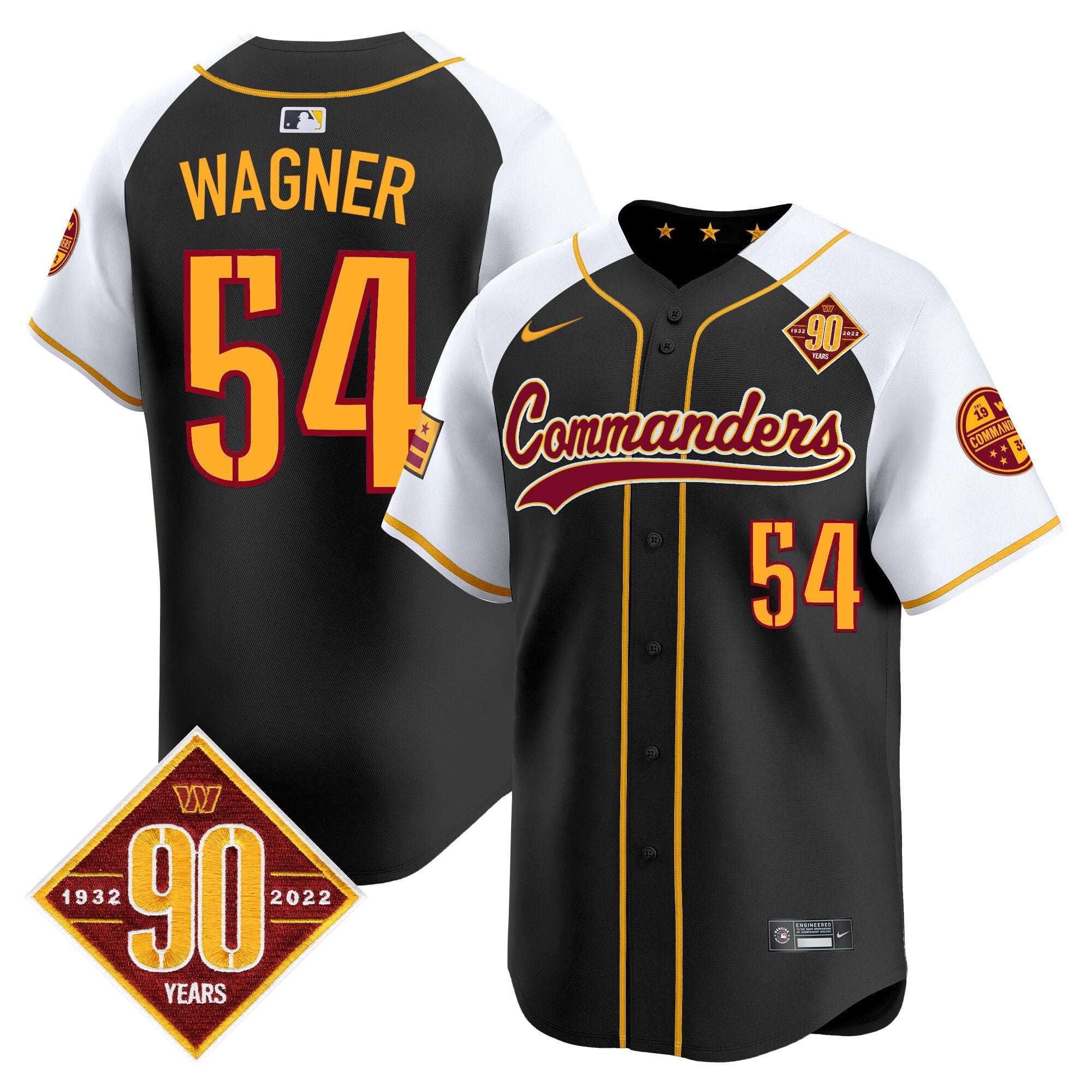 Men's Washington Commanders 90th Anniversary Patch Vapor Premier Limited Jersey - All Stitched - Black Alternate, Bobby Wagner