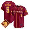Men's Washington Commanders 90th Anniversary Patch Vapor Premier Limited Jersey - All Stitched - Burgundy, Jayden Daniels