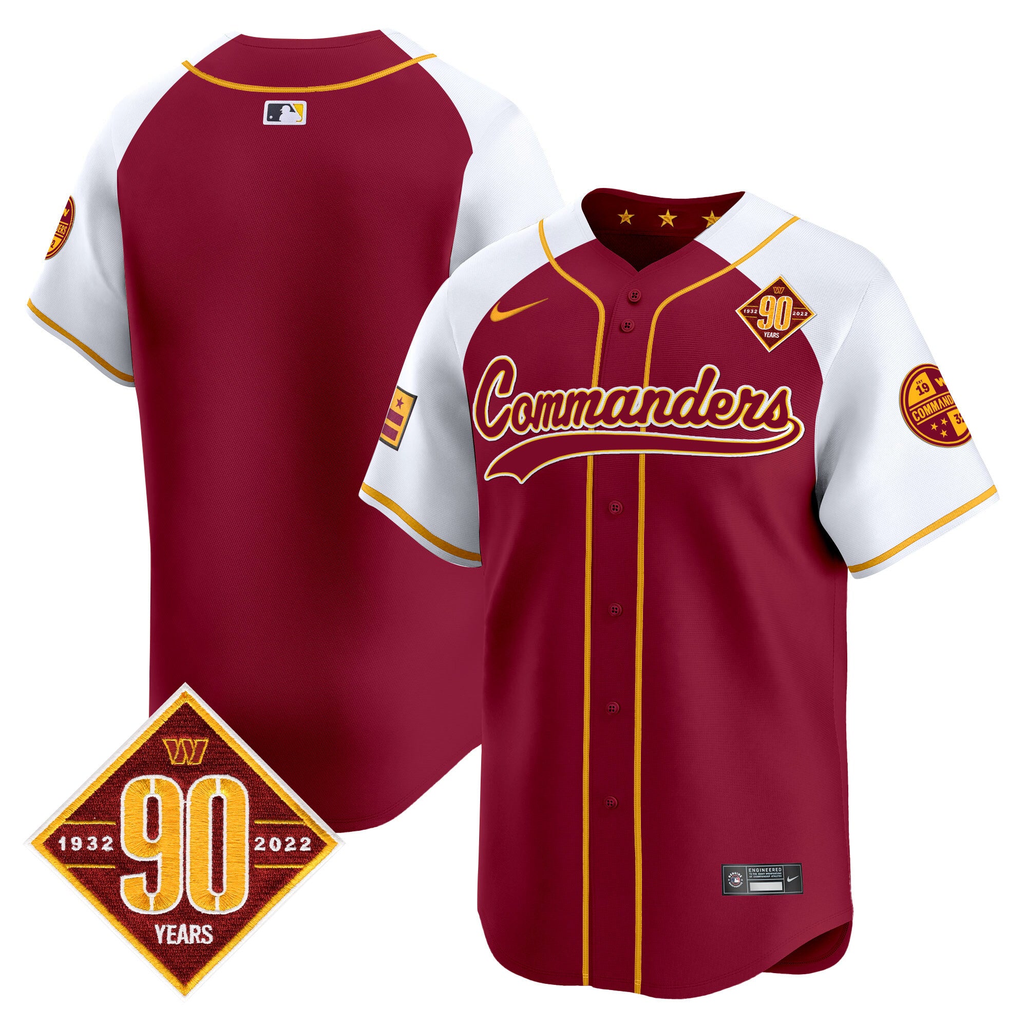 Men's Washington Commanders 90th Anniversary Patch Vapor Premier Limited Jersey - All Stitched - Burgundy Alternate, Team