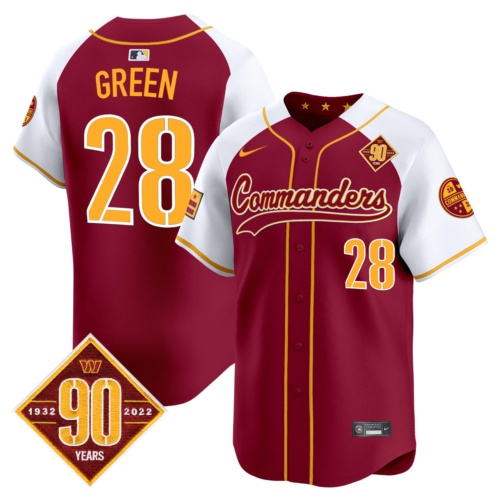 Men's Washington Commanders 90th Anniversary Patch Vapor Premier Limited Jersey - All Stitched - Burgundy Alternate, Darrell Green